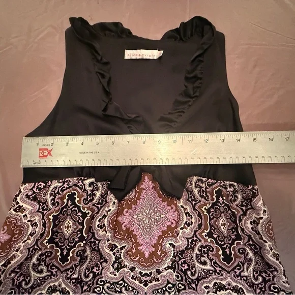 Alice & Trixie Black/Purple Paisley 100% Silk Sleeveless Mini Dress Size XS $198 - Picture 5 of 8
